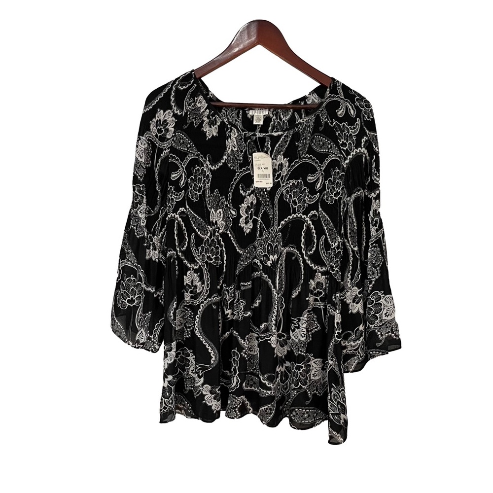 Spense black and white loose and flowy top size large
